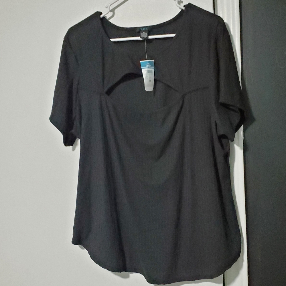 Rue21 NWT Plus Size 3X Womens Ribbed Black Short Sleeve Shirt